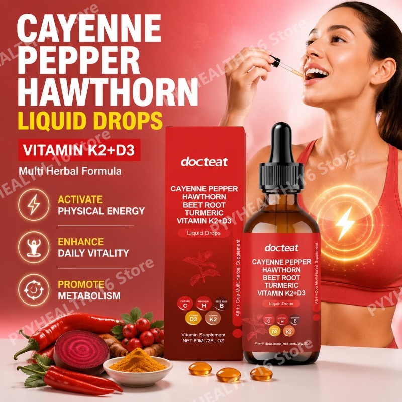 Herbal Wellness Drops - Docteat Vitamin K2+D3 Sıvı Damlaları, Cayenne